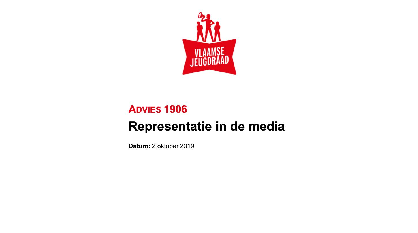 Vlaamse Jeugdraad advies 1906: Representatie in de media