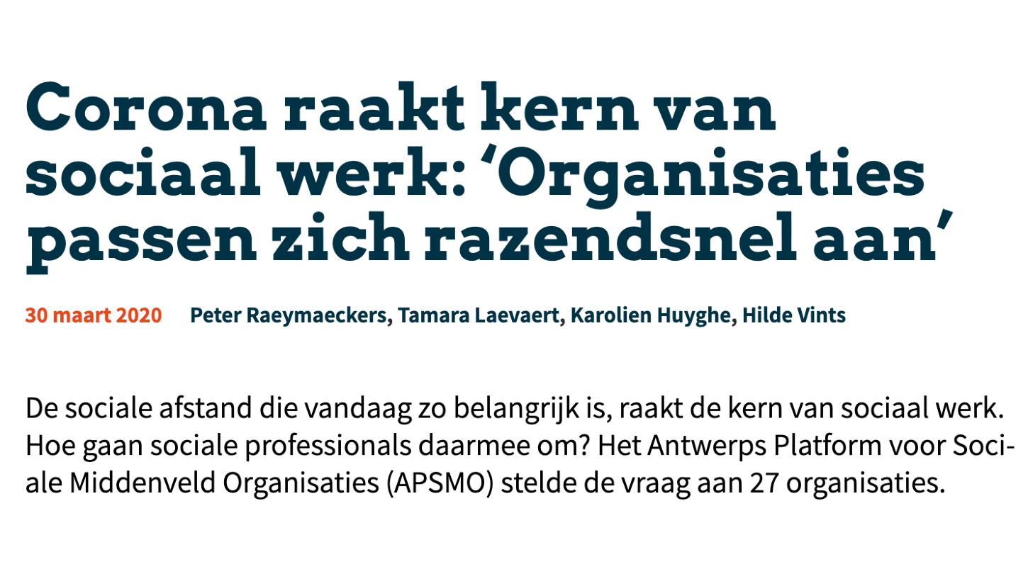 Corona raakt kern van sociaal werk